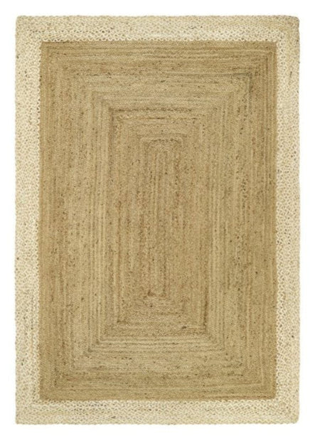 Origins Jute Border Rug Handmade Braid Stitched 80x150 cm / Natural White / 100% Jute RUGS_and_MORE 5026134618367