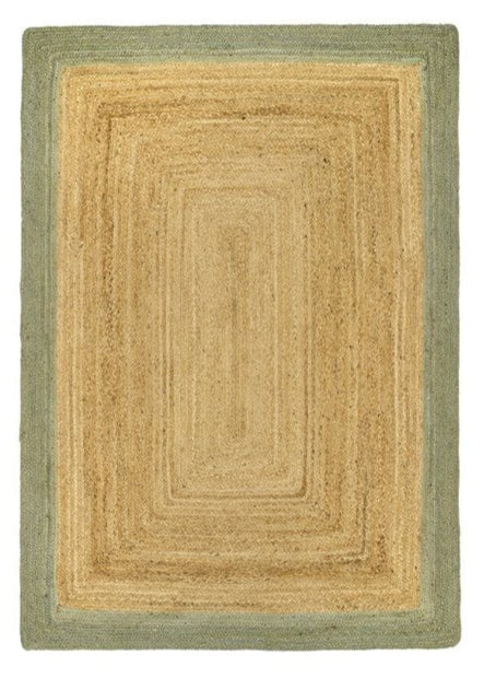Origins Jute Border Rug Handmade Braid Stitched 80x150 cm / Sage Green / 100% Jute RUGS_and_MORE 5026134618305