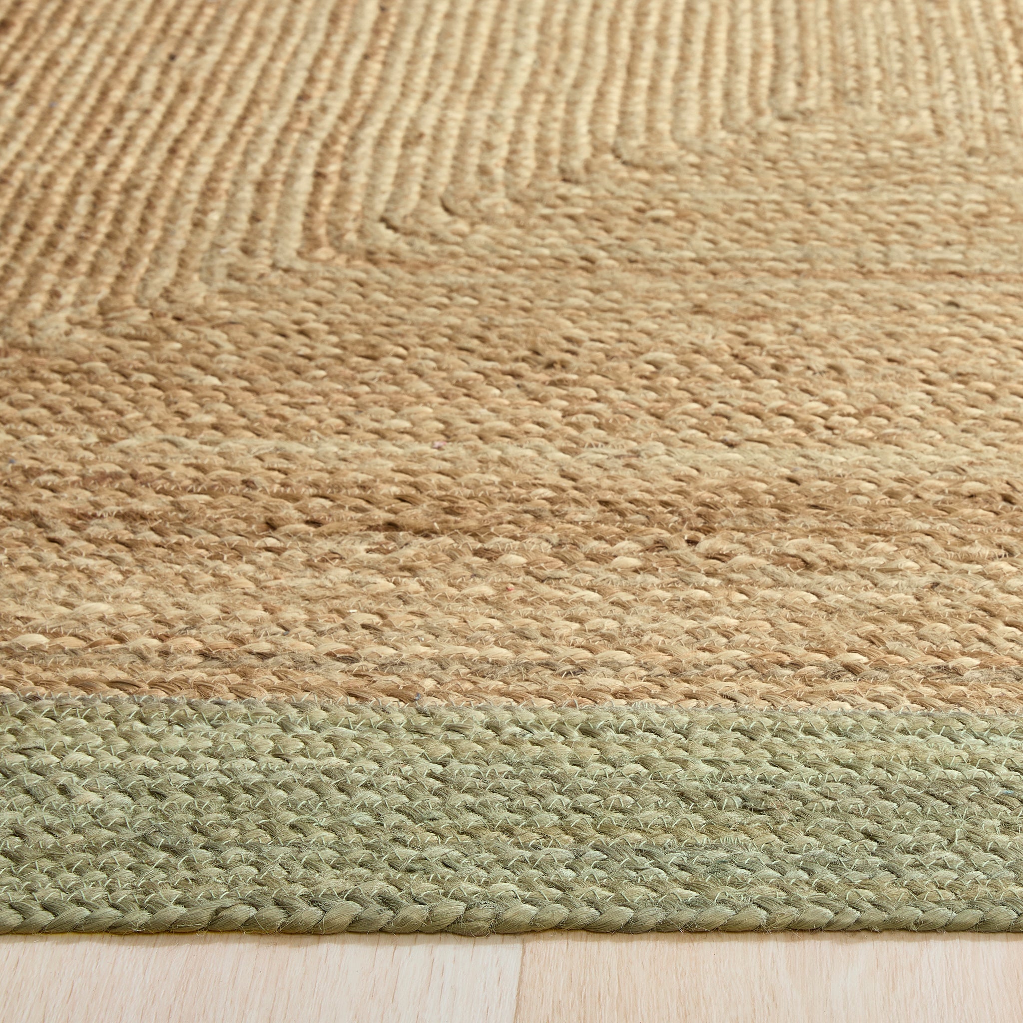 Origins Jute Border Sage Green - handmade