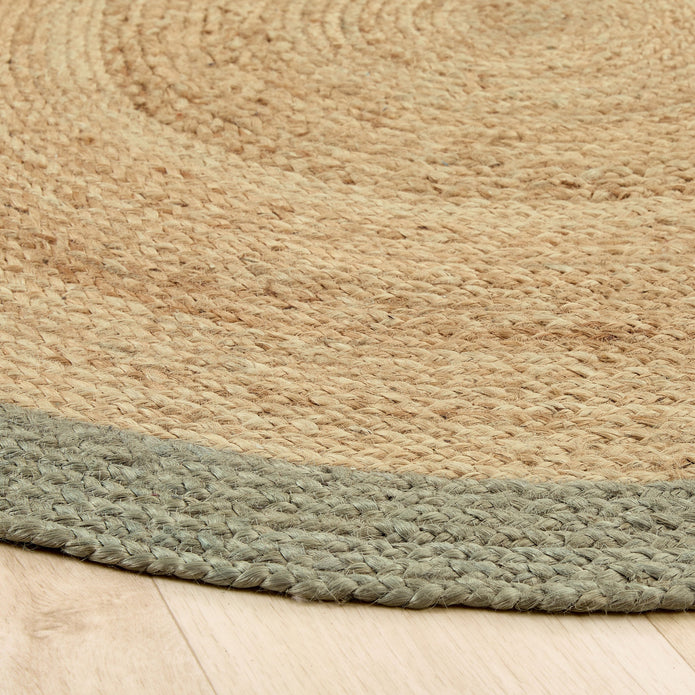 Origins Jute Border Sage Green - handmade