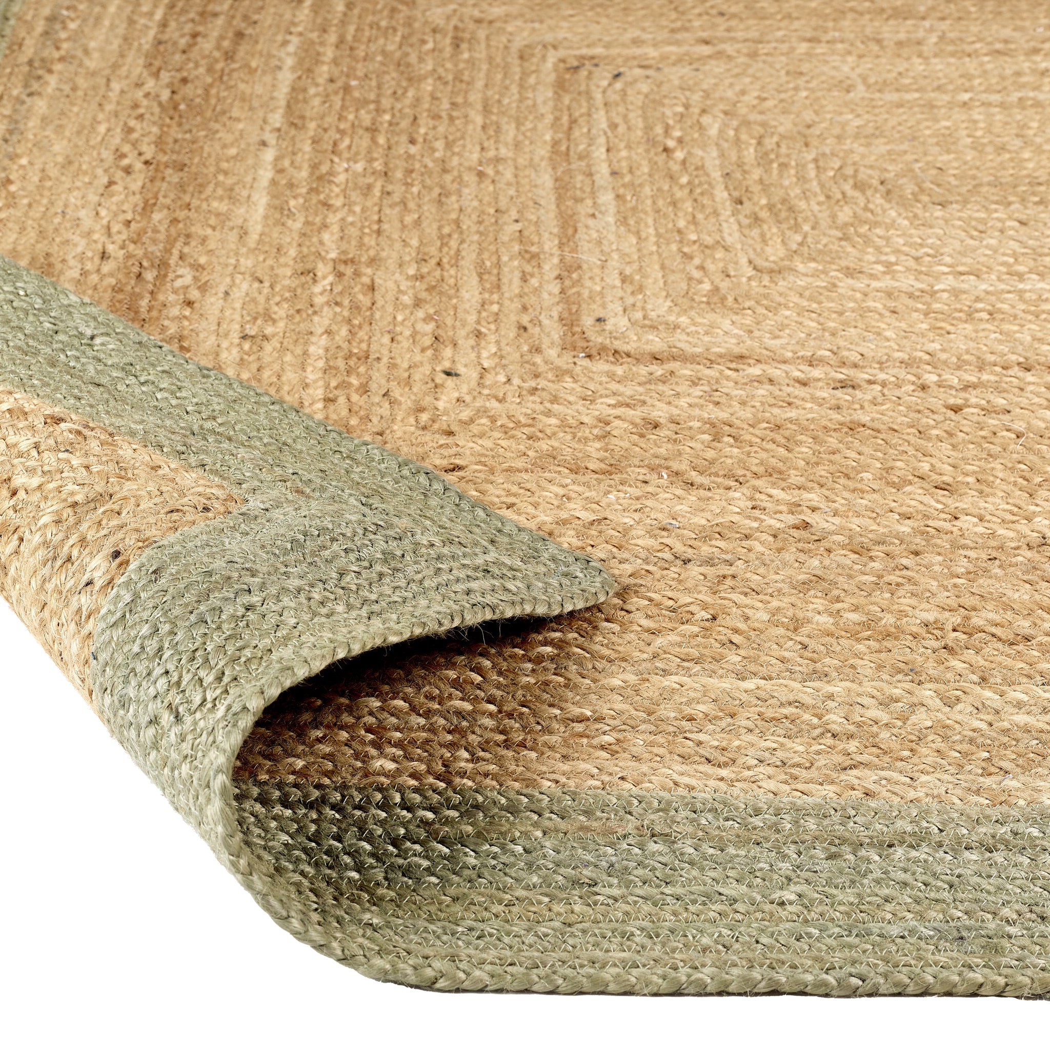 Origins Jute Border Sage Green - handmade