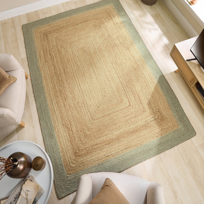 Origins Jute Border Sage Green - handmade