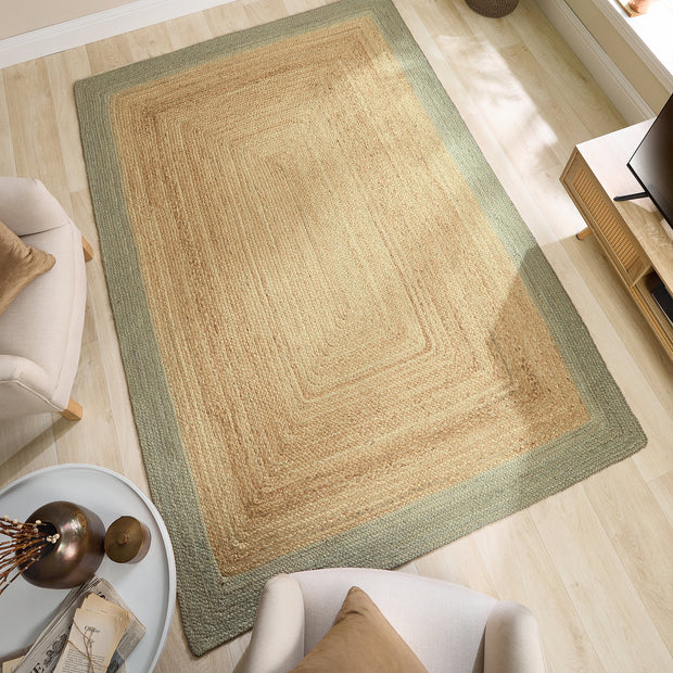 Origins Jute Border Sage Green - handmade