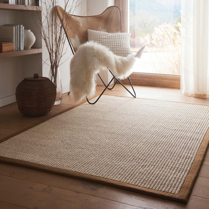 Origins Sisal Boucle with Mocha Border - handmade