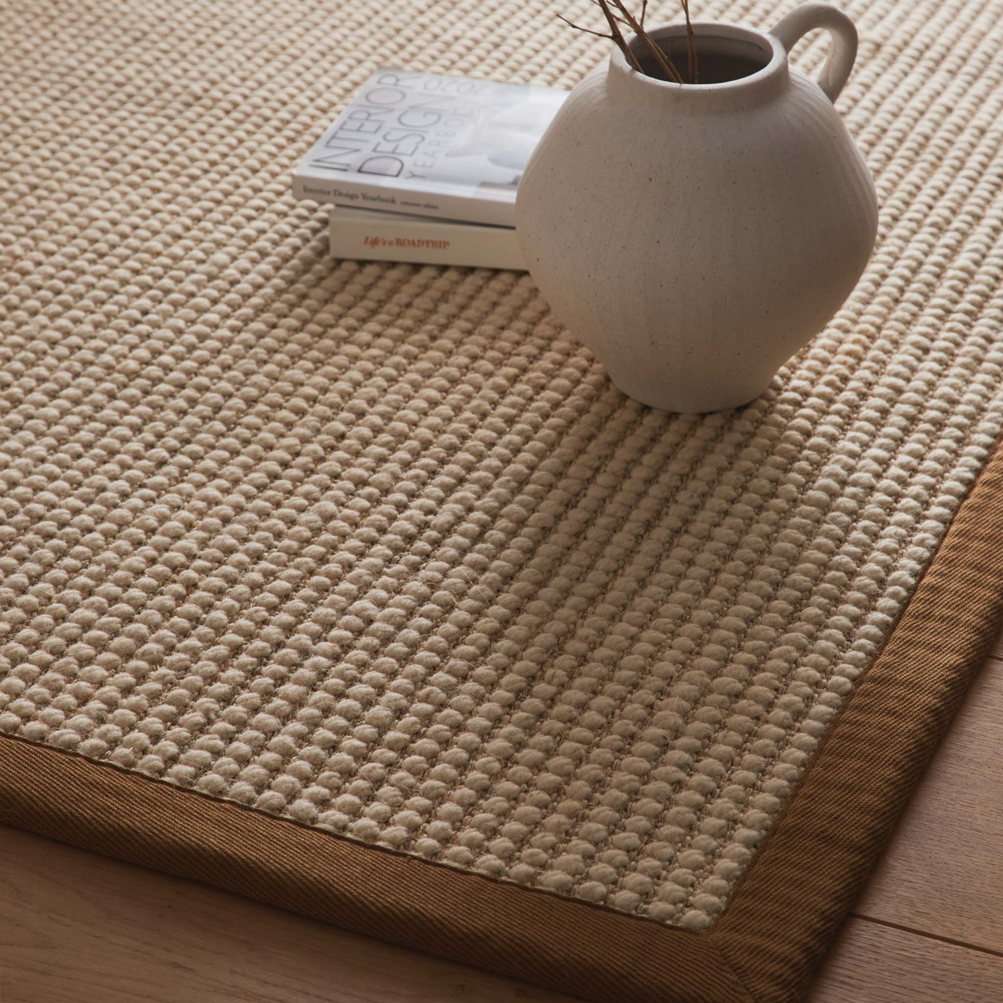 Origins Sisal Boucle with Mocha Border - handmade