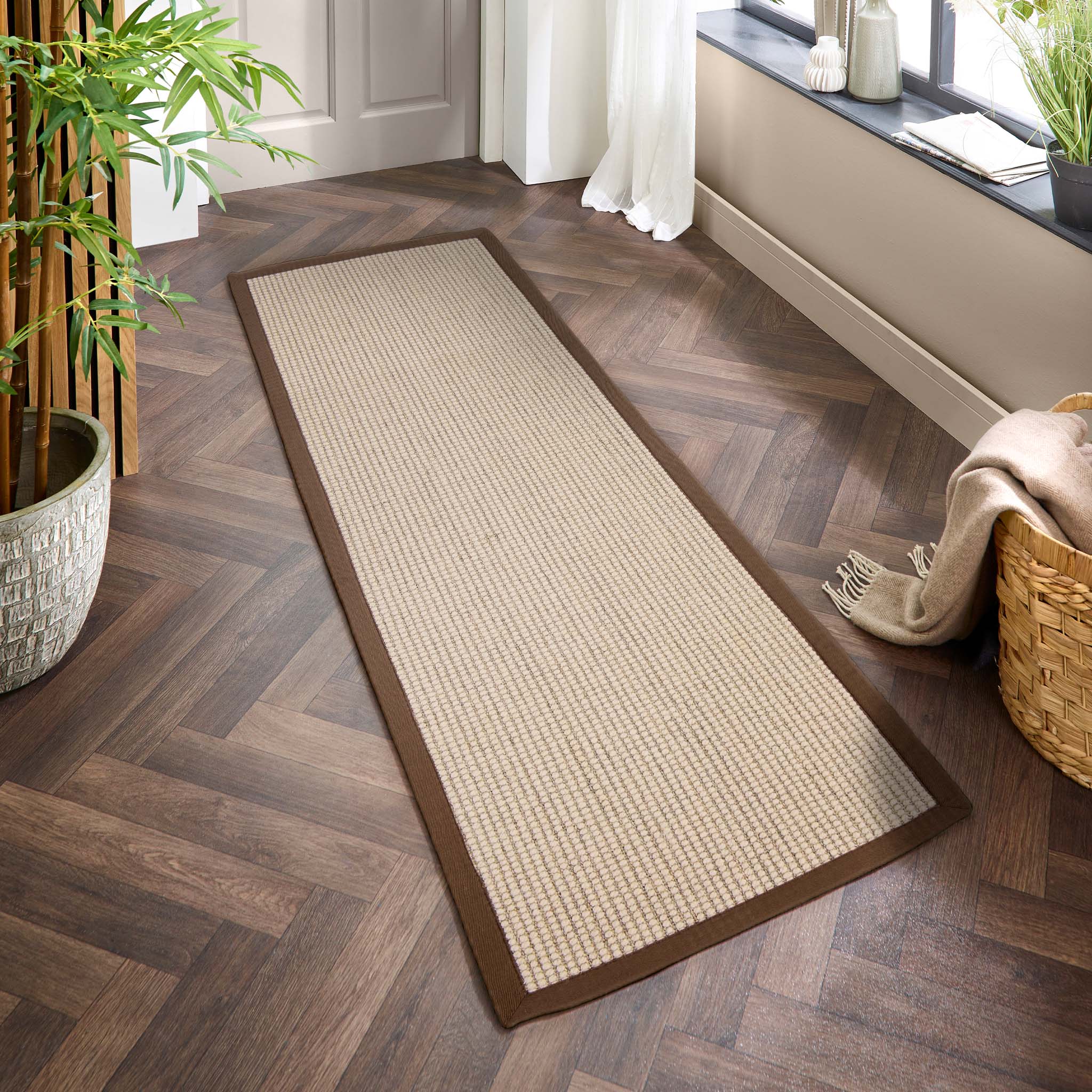 Origins Sisal Boucle with Mocha Border - handmade