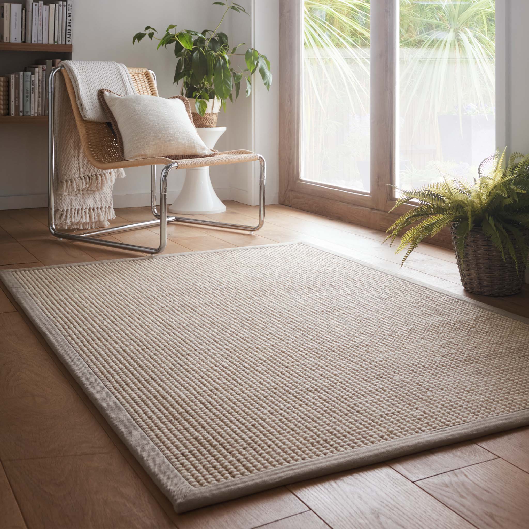 Origins Sisal Boucle with Soft Grey Border - handmade