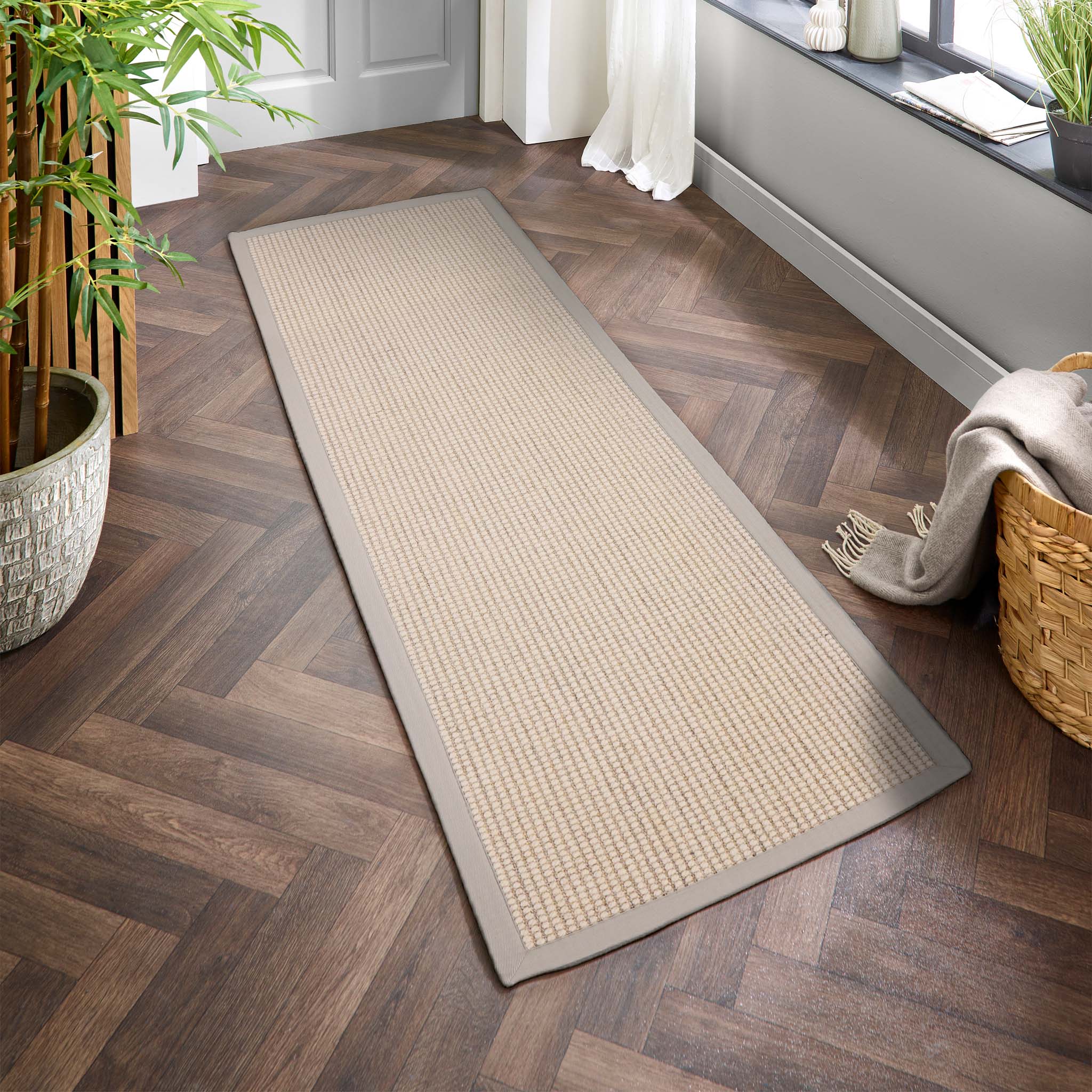 Origins Sisal Boucle with Soft Grey Border - handmade