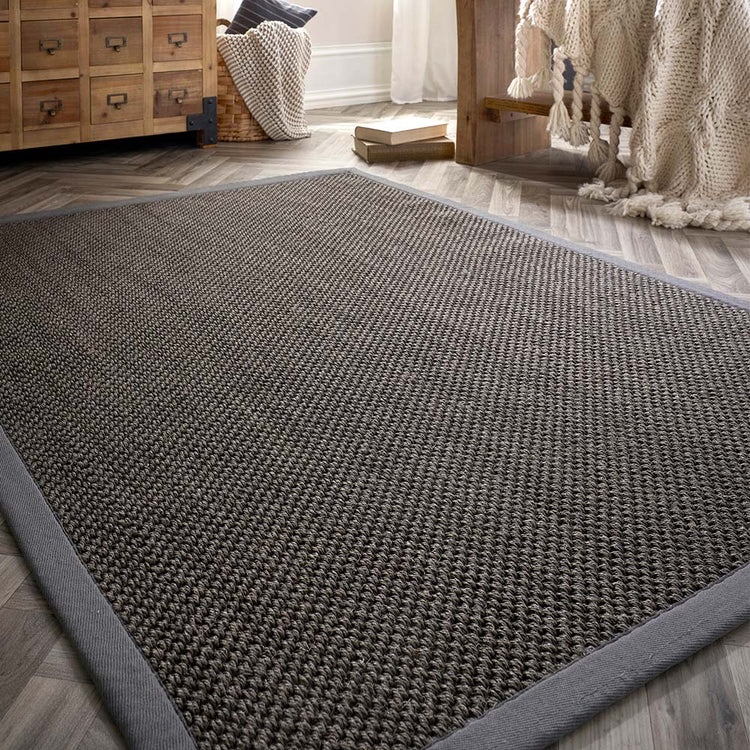 Origins Sisal Dark Grey with Grey Border - handmade
