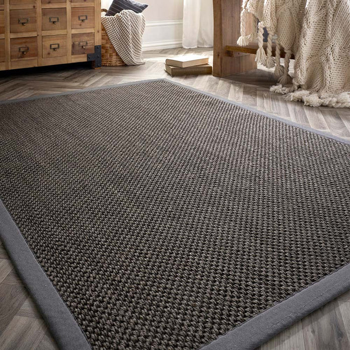 Origins Sisal Dark Grey with Grey Border - handmade