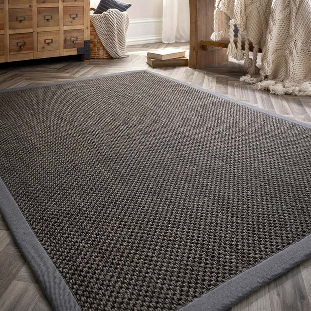 Origins Sisal Dark Grey with Grey Border - handmade