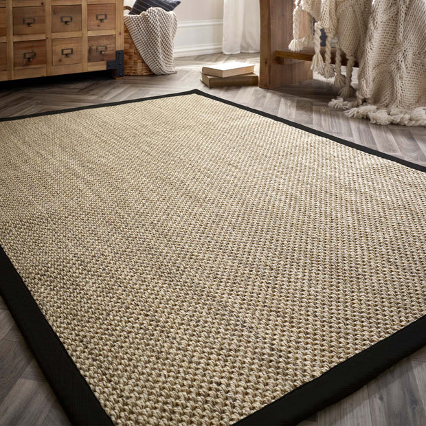 Origins Sisal Light Beige with Black Border - handmade
