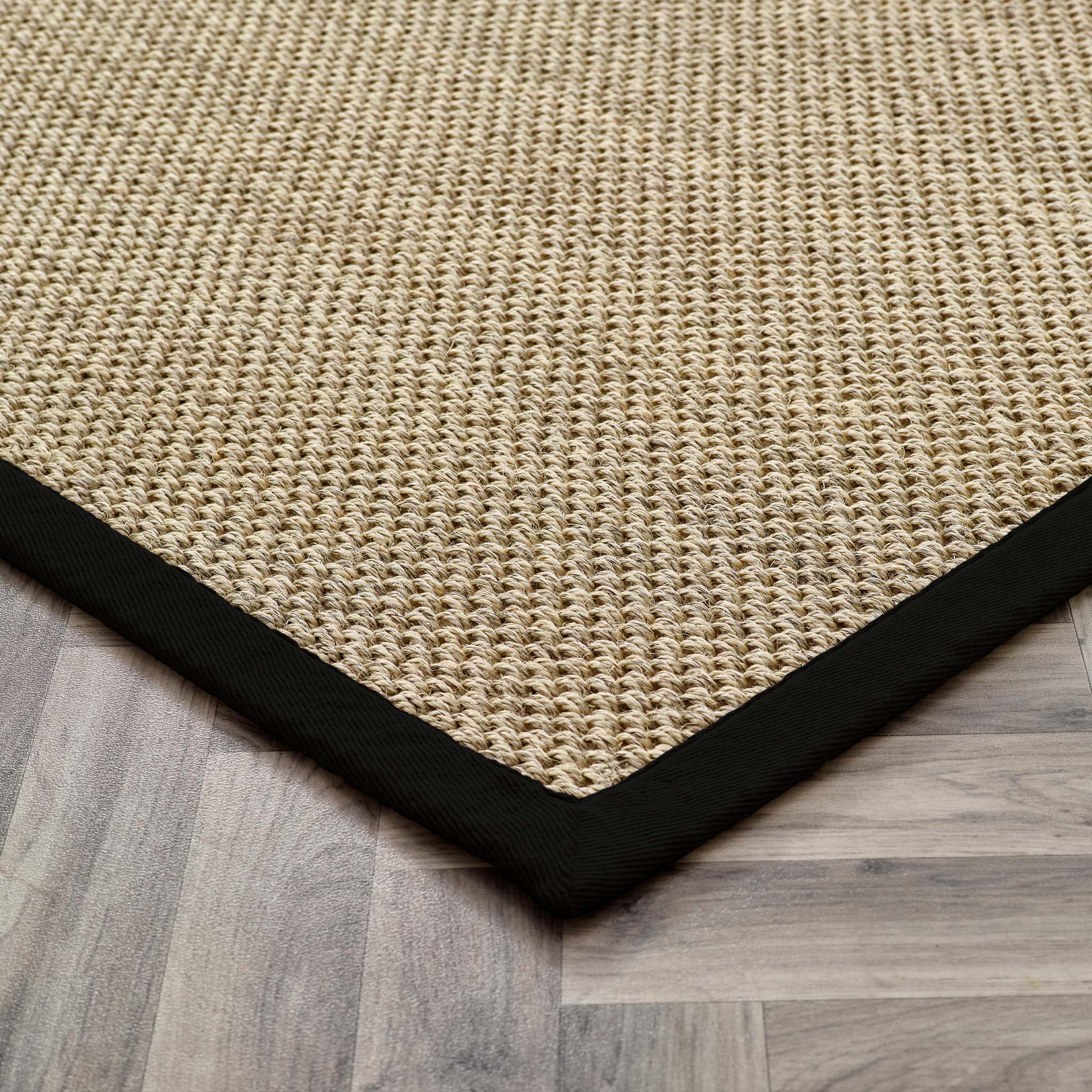 Origins Sisal Light Beige with Black Border - handmade