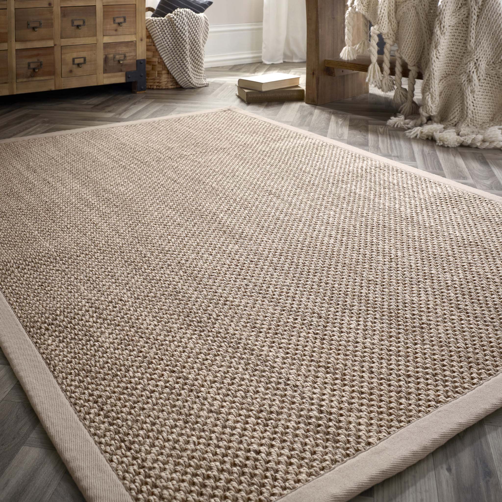 Origins Sisal Light Beige with Sand Border - handmade
