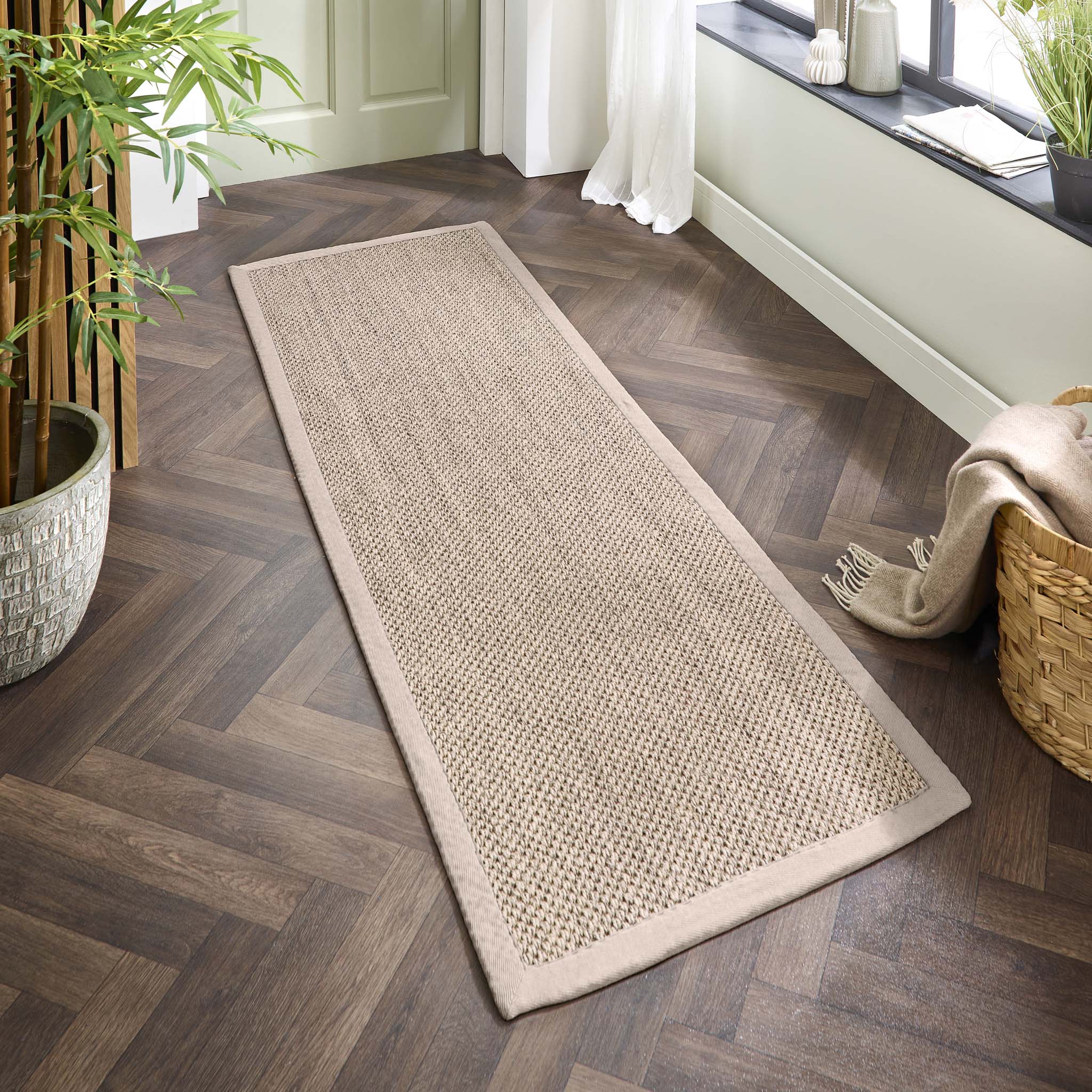 Origins Sisal Light Beige with Sand Border - handmade