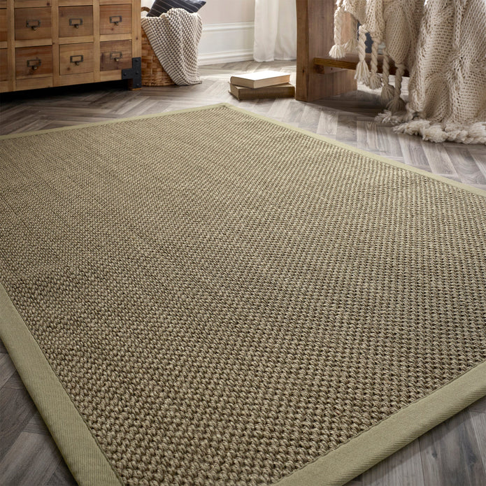 Origins Sisal Sage Green with Sage Green Border - handmade
