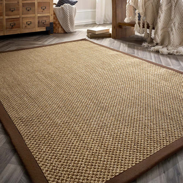 Origins Sisal Warm Natural with Dark Brown Border - handmade