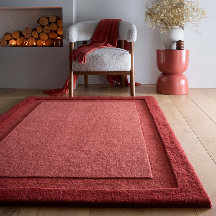 Origins Stacked Border Wine Red - handmade