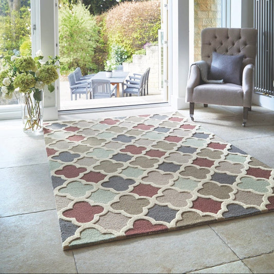 Origins Trellis Rug Hand Tufted 160x230 cm / Pastel / 100% Pure Wool RUGS_and_MORE 5026134549098