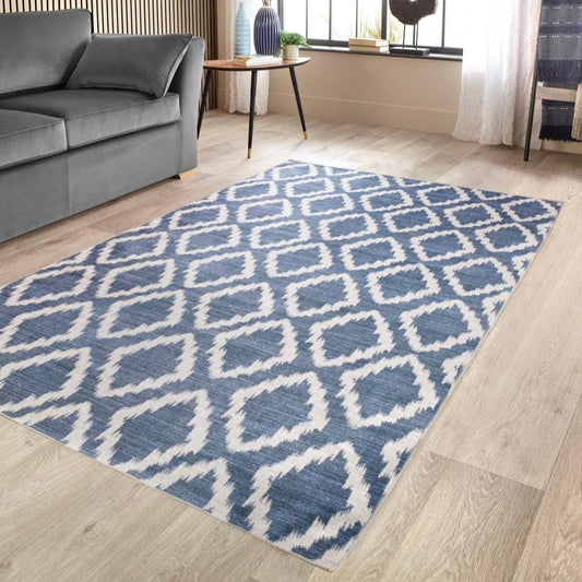 Origins Washable Como Rug Woven Printed 80x150 cm / Blue / 100% Polyester RUGS_and_MORE 5026134618862