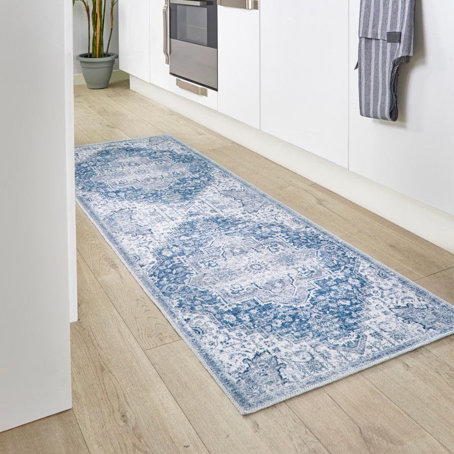 Origins Washable Garda Rug 67x200 cm / Blue / Chenille Backing: 50% TPR + 50% Cotton RUGS_and_MORE 5026134602113