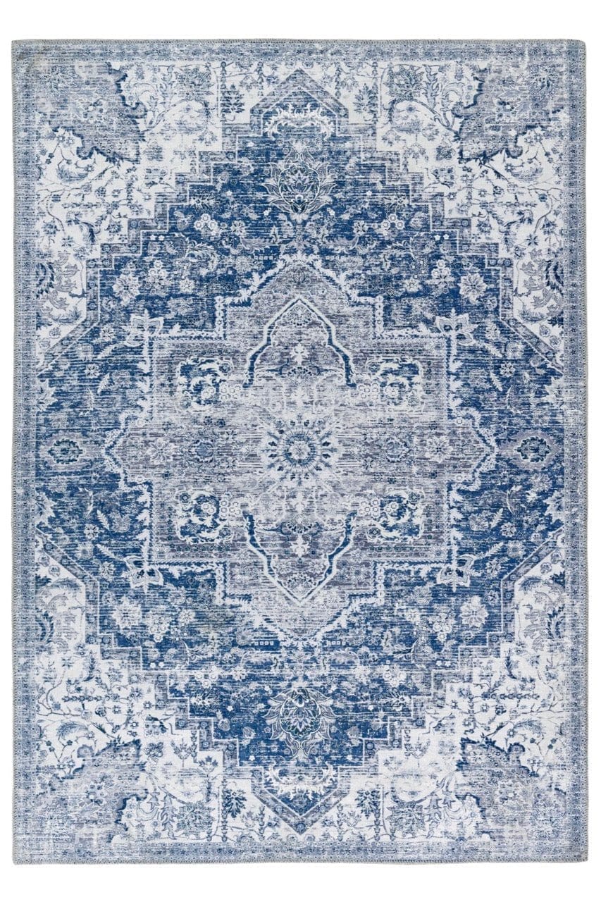 Origins Washable Garda Rug 80x150 cm / Blue / Chenille Backing: 50% TPR + 50% Cotton RUGS_and_MORE 5026134602120