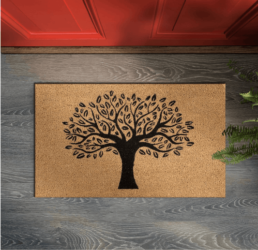 Pride of Place Astley Printed Pvc Backed Coir 40x60cm Tree Of Life Black Print Doormat 40x60 cm / Natural RUGS_and_MORE 5060623078836