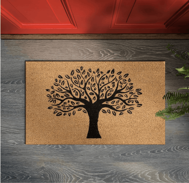 Pride of Place Astley Printed Pvc Backed Coir 40x60cm Tree Of Life Black Print Doormat 40x60 cm / Natural RUGS_and_MORE 5060623078836