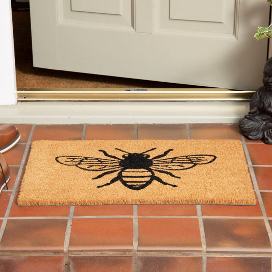 PVC backed Coir Doormat Embossed Bee Design 40x60cm Doormat RUGS_and_MORE CAP4060BKMB1