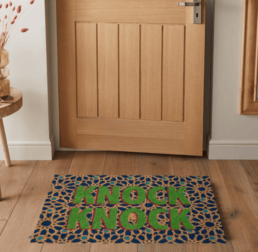 PVC backed Coir Doormat Knock Knock Design 40x60cm 40x60 cm / Natural RUGS_and_MORE CAP4060MLKN1