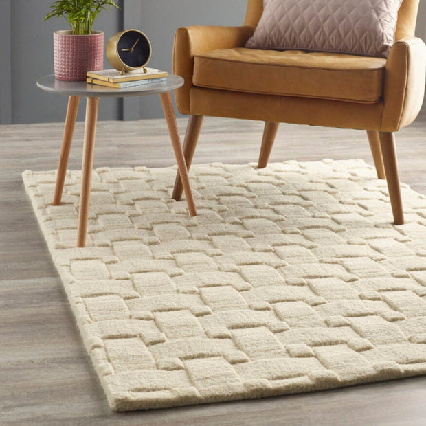 Origins Basket Weave 3D Rug 80x150 cm / New Ivory / 100% Pure Wool RUGS_and_MORE 5026134570757